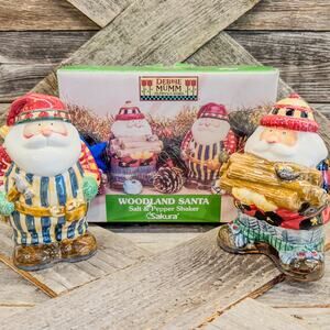 1998, Woodland Mountain Man Santa-Salt Pepper Shaker Set, by Debbie Mumm-Sakura